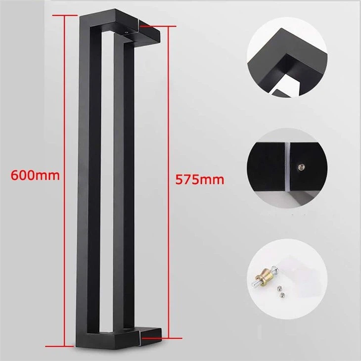 Heavy Duty Construction 316 Stainless Steel Square Double Curved Pull Handle For Frameless Office Door