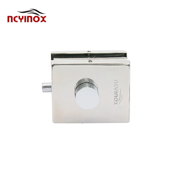Polished Stainless Steel Glass Door Security Lock With Knob