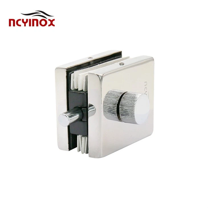 Polished Stainless Steel Glass Door Security Lock With Knob